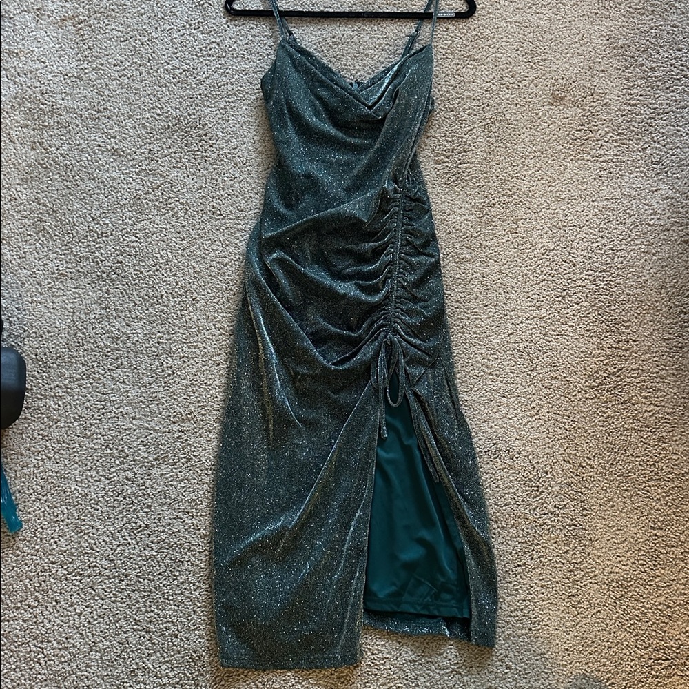 Lulu's Sparkling Dark Teal Dress Size Medium
